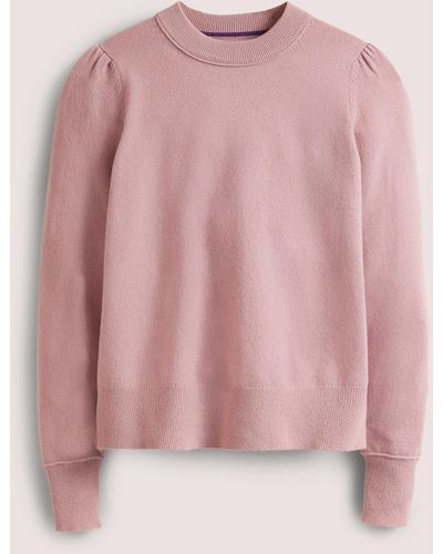 Boden Cashmere Puff Shoulder Sweater - Pink