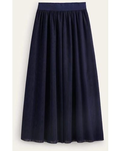 Boden Tulle Full Midi Skirt - Blue