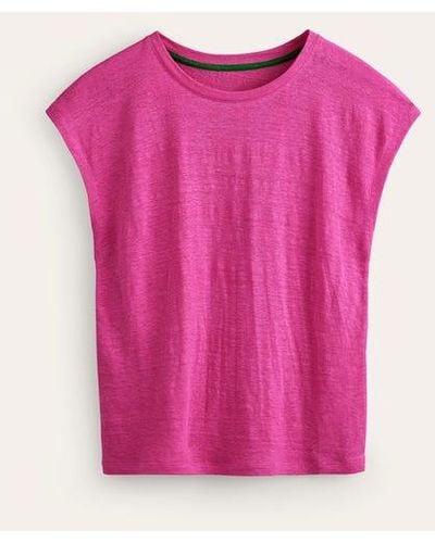 Boden Louisa Crew Neck Linen T-Shirt - Pink