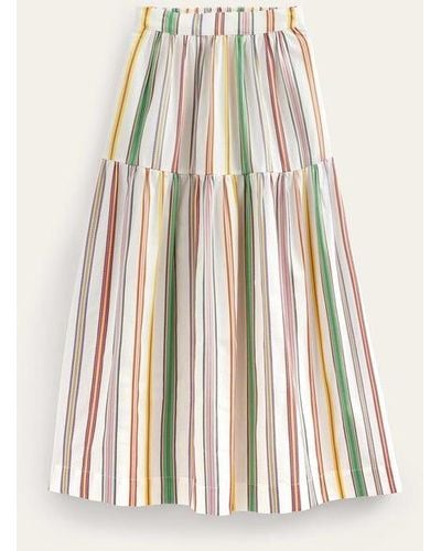 Boden Striped Cotton Maxi Skirt Ivory, Multi Stripe - Natural