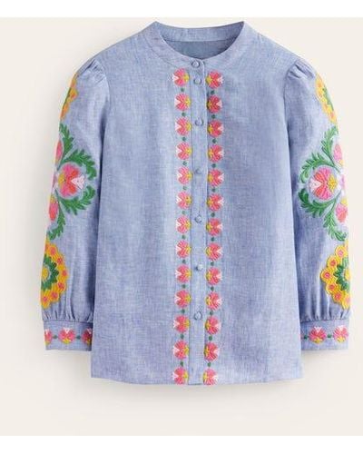 Boden Ava Embroidered Top - Blue
