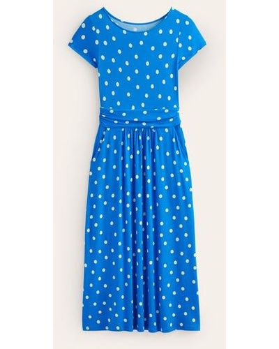 Boden Amelie Jersey Midi Dress Blue, Scattered Brand Spot