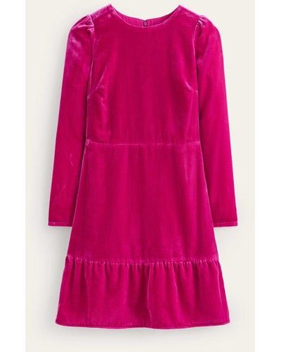 Boden Velvet Short Dress - Pink
