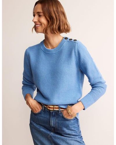 Boden Button Detail Stitch Sweater - Blue