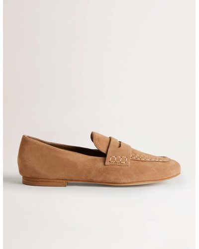 Boden Suede Penny Loafers Natural - Brown