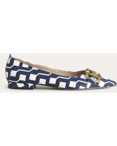 Boden Snaffle Trim Ballet Flats French Navy, Cube Geo - Blue