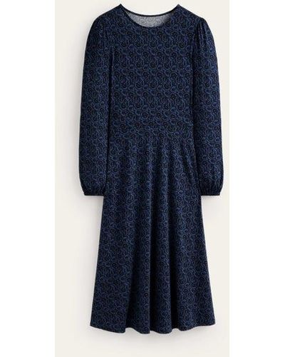 Boden Camille Jersey Midi Dress Atlantic, Primrose Swirl - Blue