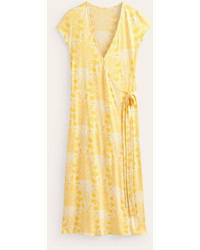 Boden Joanna Cap Sleeve Wrap Dress - Yellow