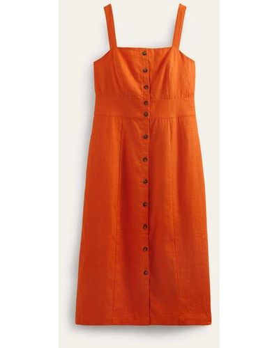 Boden Strappy Linen Midi Dress - Orange