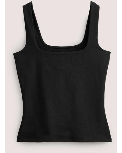 Boden Double Layer Square Neck Tank - Black