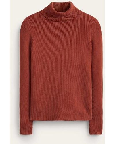 Boden Ellie Cotton Roll-neck Sweater - Red