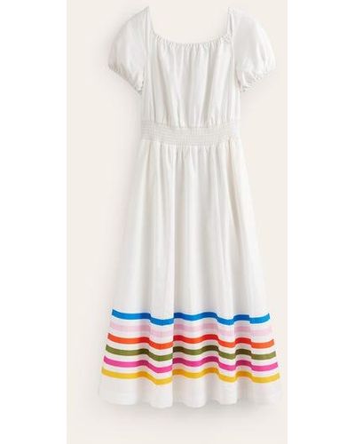 Boden Amber Shirred Waist Dress - White