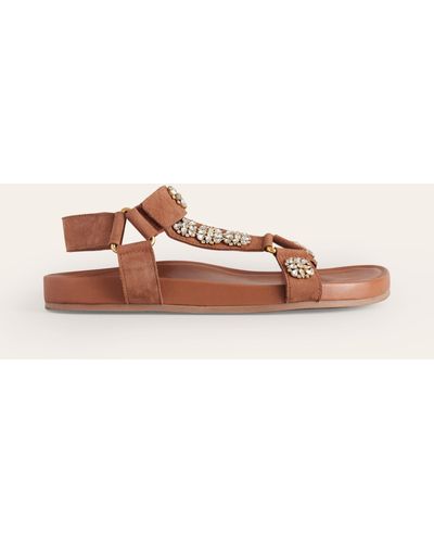 Boden Embellished Trek Sandals - Brown