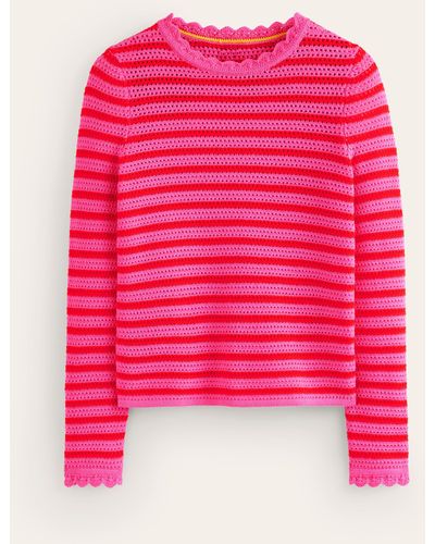 Boden Textured Scallop Jumper - Pink