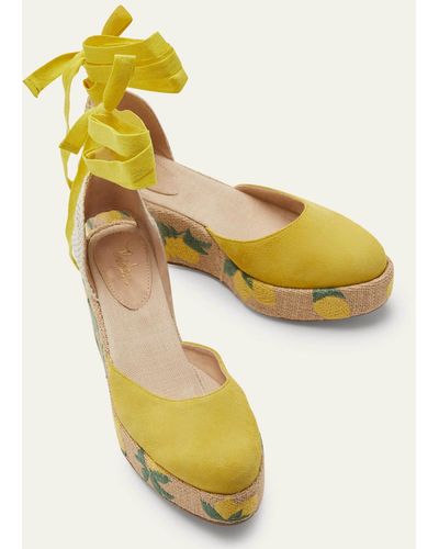Boden High Espadrille Wedges Red - Yellow