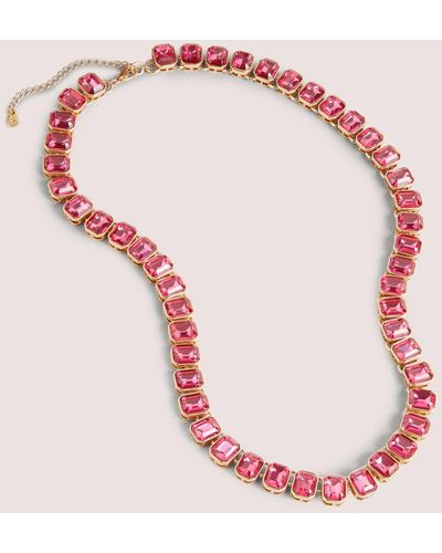 Boden Long Jeweled Necklace - Pink