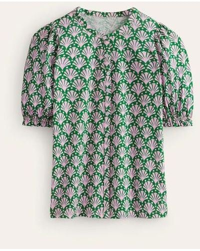Boden Dolly Puff Sleeve Jersey Shirt Sweet Lilac, Shells - Green