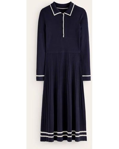 Boden Mollie Pleated Knitted Dress - Blue