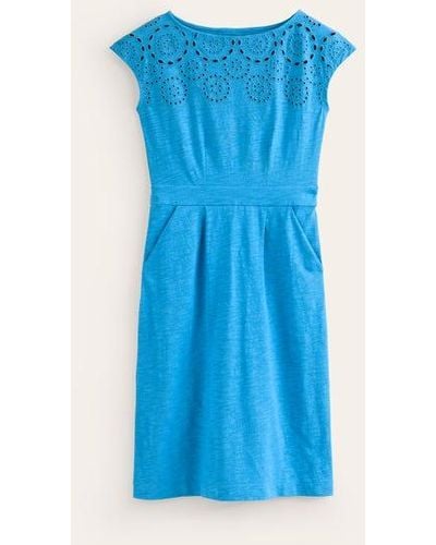 Boden Florrie Broderie Jersey Dress - Blue