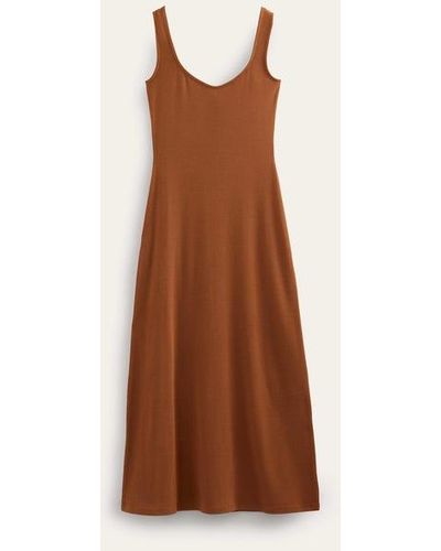 Boden Strappy Rib Jersey Maxi Dress - Brown