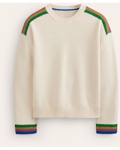 Boden Metallic Stripe Jumper - Natural