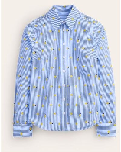 Boden Sienna Embroidered Shirt Passion Fruit, Lemons - Blue