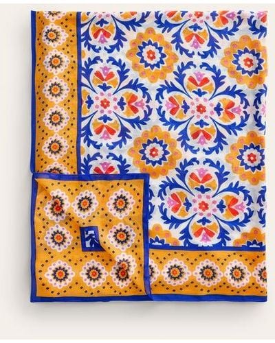 Boden Printed Sarong Scarf Artisan's Gold, Mosaic Bloom - Blue
