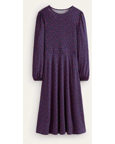 Boden Camille Jersey Midi Dress Pop Peony, Abstract Dot - Purple