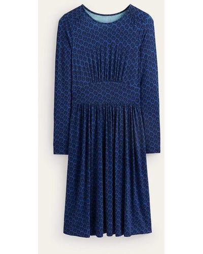 Boden Thea Short Jersey Dress Atlantic , Reverie Small - Blue