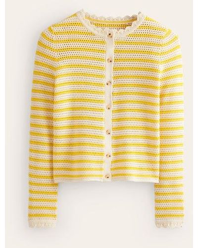 Boden Textured Scallop Cardigan - Yellow
