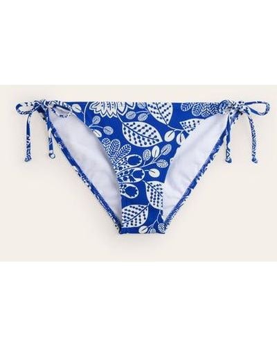 Boden Symi String Bikini Bottoms Surf The Web, Gardenia Swirl - Blue