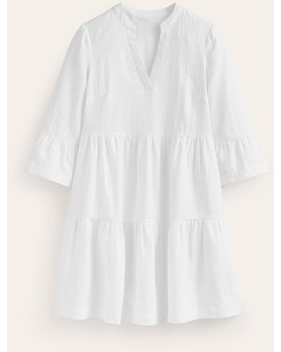 Boden Robe courte sophia en lin - Blanc