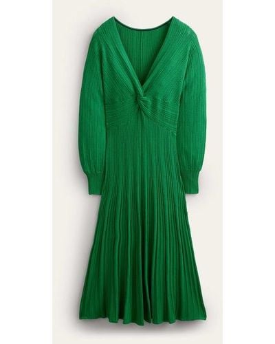 Boden Twist Front Knitted Midi Dress - Green