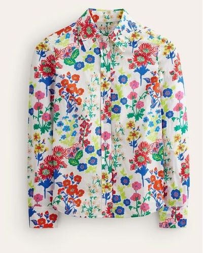 Boden Sienna Cotton Shirt Multi, Wildflower Cluster - White