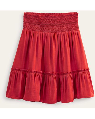 Boden Mini-jupe à taille froncée - Rouge