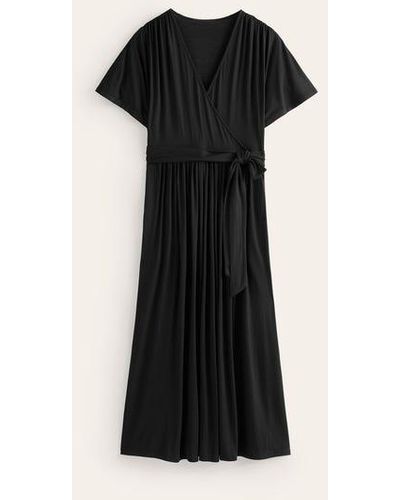 Boden Kimono Wrap Jersey Midi Dress - Black