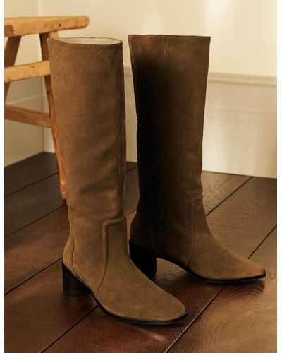 Boden Suede Knee High Boots Brown