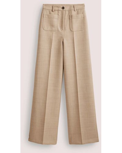 Boden Wide Leg Patch Pocket Trousers Oatmeal Marl - Natural