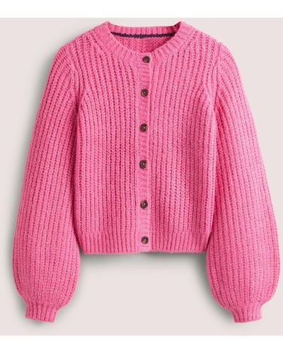 Boden Pink Chunky Ribbed Fluffy Cardigan