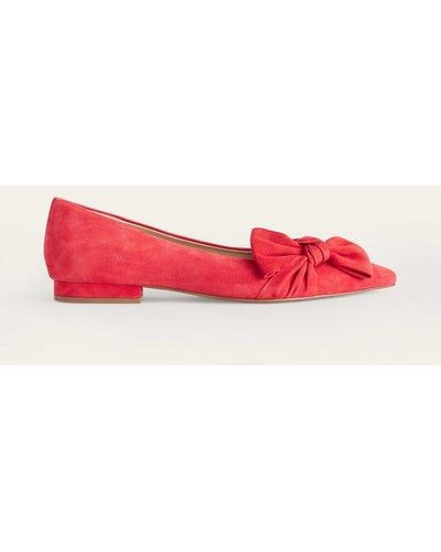 Boden Suede-bow Ballet Flats - Red