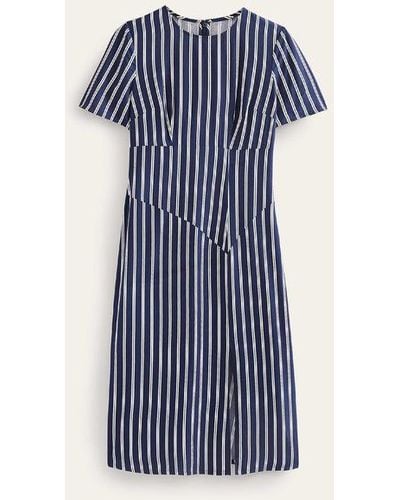 Boden Striped Asymmetric Midi Dress - Blue