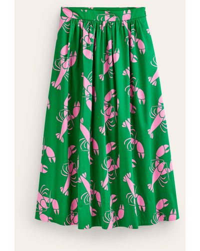 Boden Layla Cotton Sateen Skirt - Green