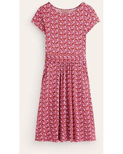 Boden Amelie Jersey Dress Cashmere Rose, Foliage Terrace - Pink