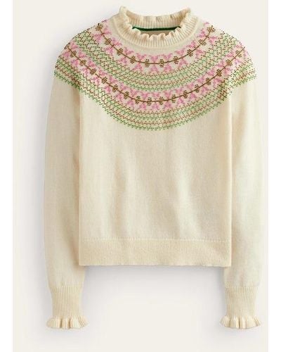 Boden Embellished Yoke Sweater - Natural
