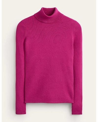 Boden Ellie Cotton Roll-neck Sweater - Pink