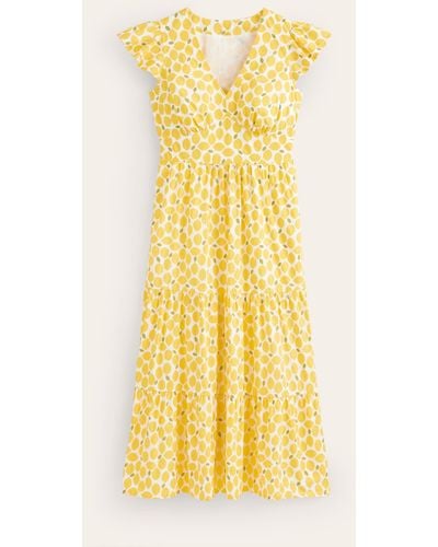 Boden May Cotton Midi Tea Dress - Yellow