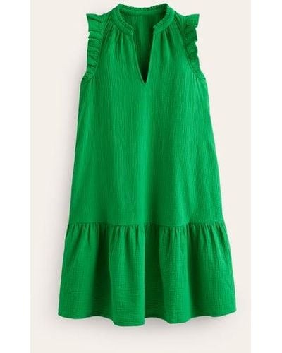 Boden Daisy Double Cloth Short Dress - Green
