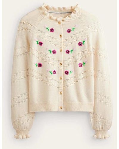 Boden Floral Embroidered Cardigan - Natural