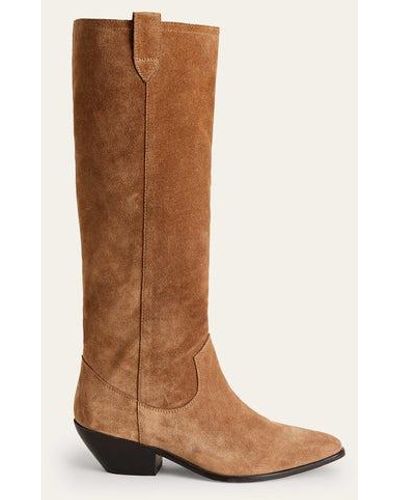 Boden Western Suede Knee High Boots - Brown