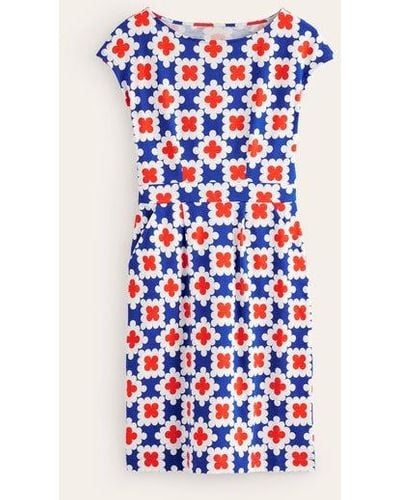 Boden Florrie Jersey Dress Surf The Web, Abstract Tile - White